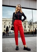 Elegant trousers with pleats, red 50270 - Online store - Boutique